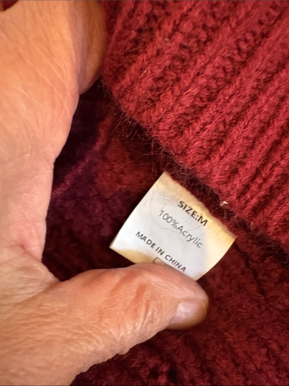 Cozy Women's Crewneck Cable Sleeve Sweater - Wine Red - Picture 5 of 8